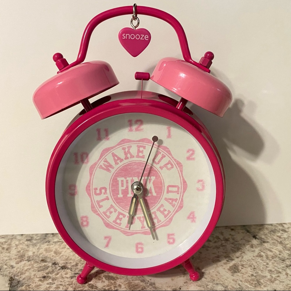 RARE Working Vintage PINK VICTORIA'S SECRET Bell Alarm Clock PROP COLLECTOR ITEM